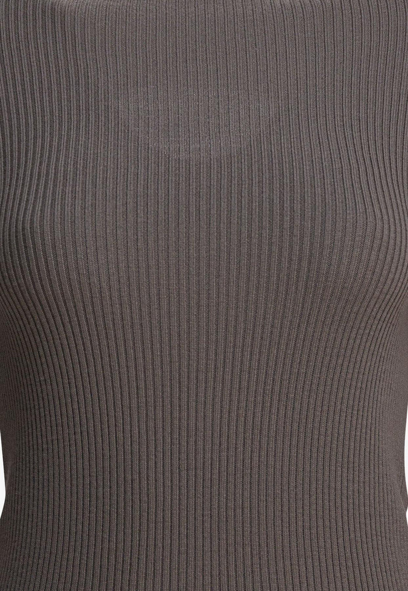 Rick Owens Ribbed Sweater with Cut-Out Gray RP02E4683RIBM34_82702