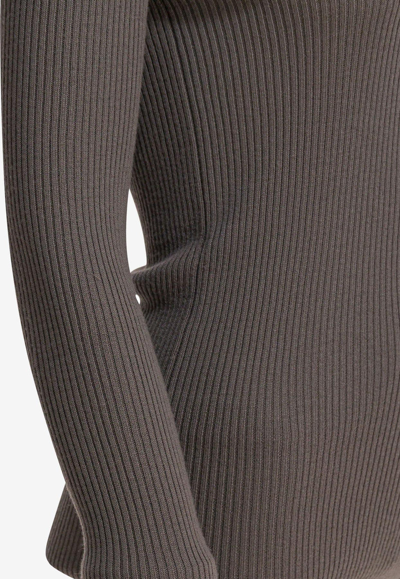 Rick Owens Ribbed Sweater with Cut-Out Gray RP02E4683RIBM34_82702
