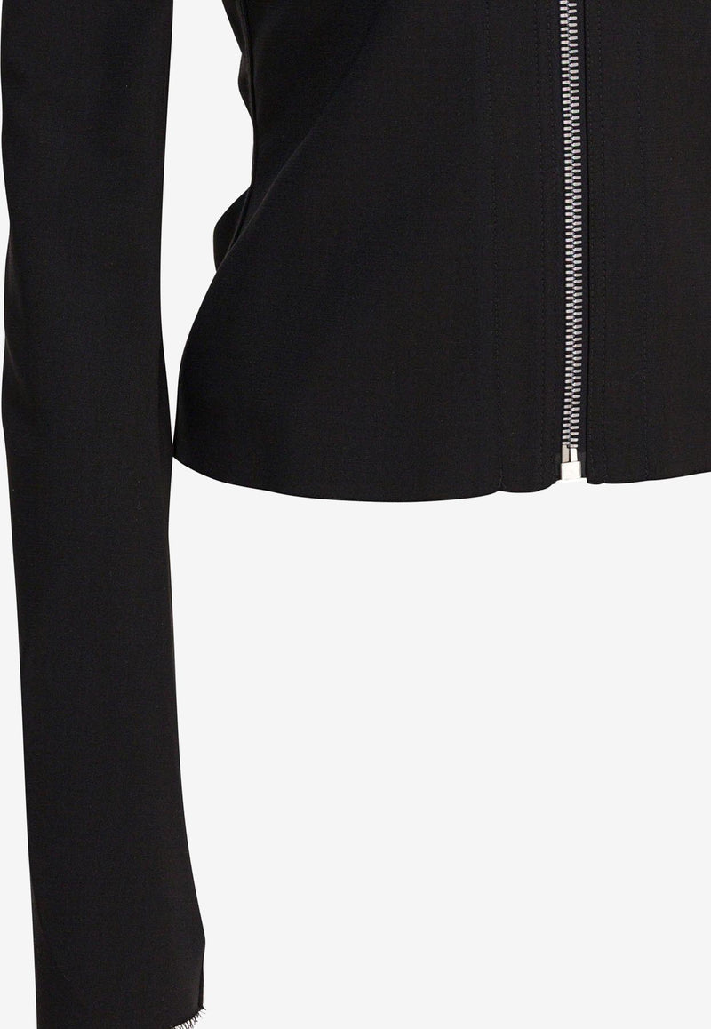 Rick Owens Asymmetric Zip Wool Jacket Black RP02E4701WST09_82723