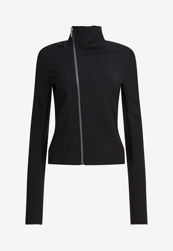 Rick Owens Asymmetric Zip Wool Jacket Black RP02E4701WST09_82723