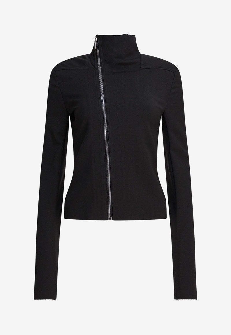 Rick Owens Asymmetric Zip Wool Jacket Black RP02E4701WST09_82723