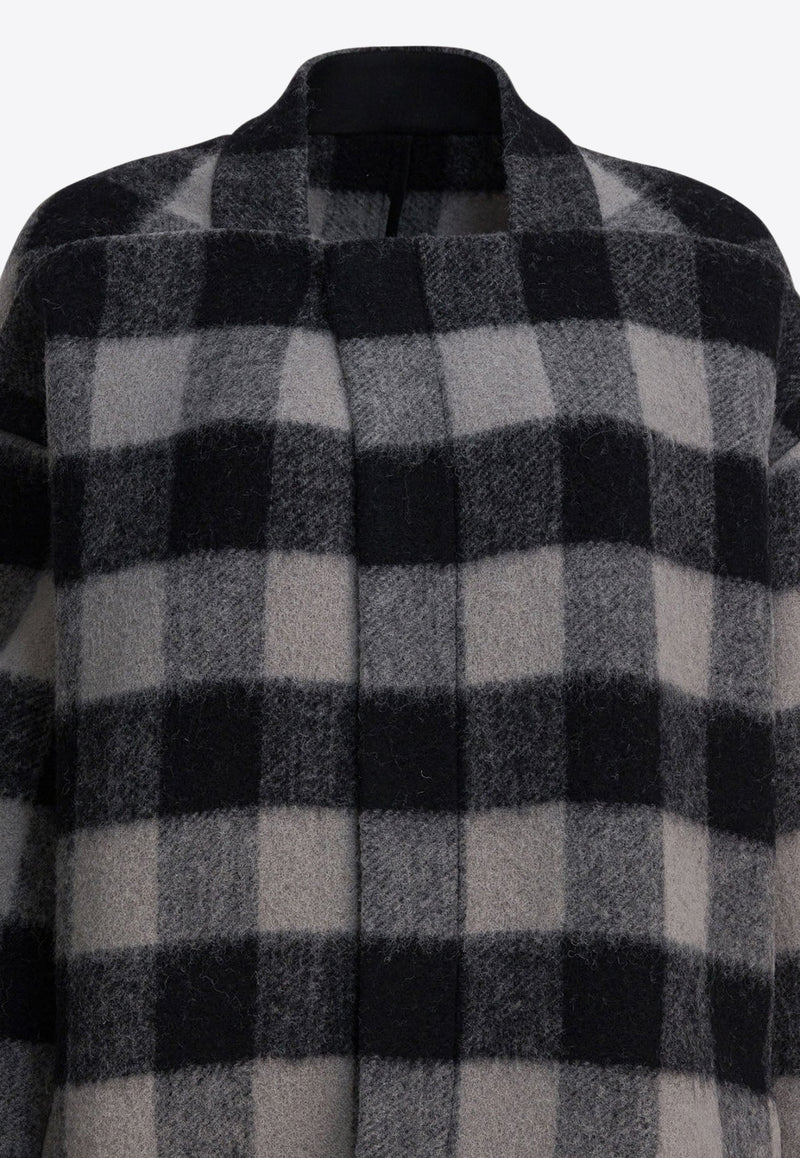 Rick Owens Island Checked Wool Coat Monochrome RP02E4909WJP09P_54bb3b4d-e739-498c-b912-8b3dfd1c4410