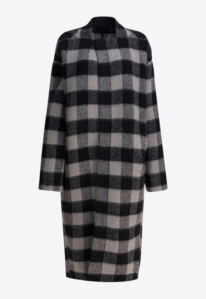Rick Owens Island Checked Wool Coat Monochrome RP02E4909WJP09P_54bb3b4d-e739-498c-b912-8b3dfd1c4410
