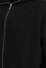 Rick Owens Wool Zipped Cardigan  Black RU02E1647KWV09_d4a39a94-0b55-4a99-9ea3-e95c2e06aa57