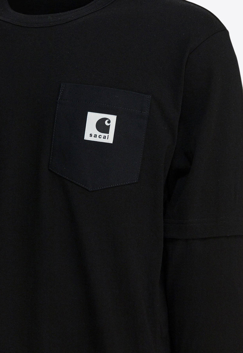 Sacai Sacai X Carhartt Wip Logo Patch Long-Sleeved T-shirt Black 25-00994S001_a70b091b-bc54-4dc7-8cb7-b4e65a90e952