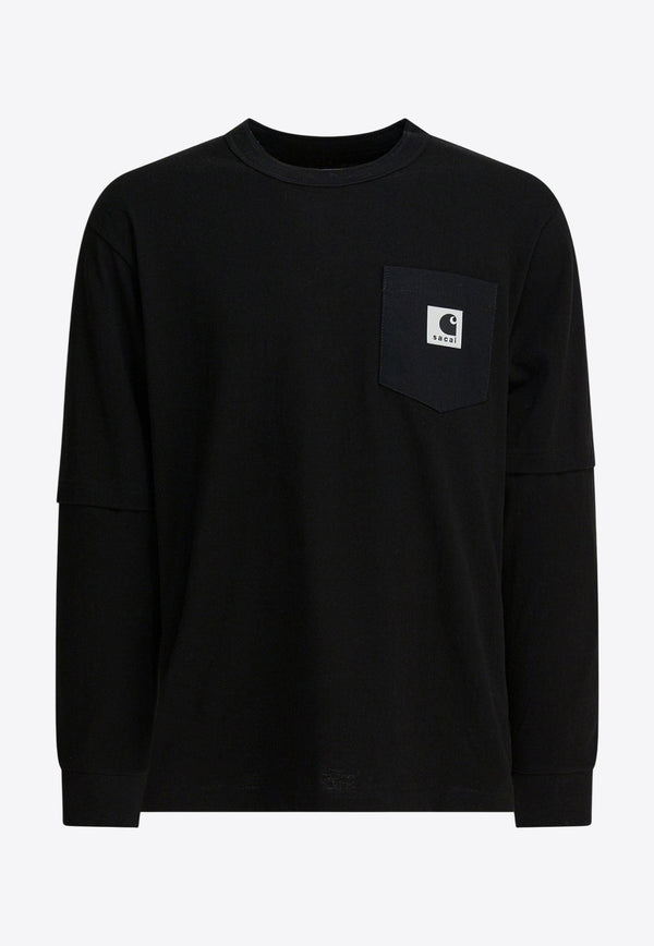 Sacai Sacai X Carhartt Wip Logo Patch Long-Sleeved T-shirt Black 25-00994S001_a70b091b-bc54-4dc7-8cb7-b4e65a90e952