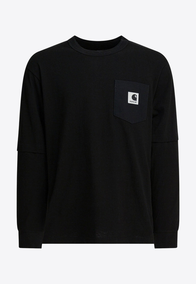 Sacai Sacai X Carhartt Wip Logo Patch Long-Sleeved T-shirt Black 25-00994S001_a70b091b-bc54-4dc7-8cb7-b4e65a90e952