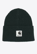 Sacai X Carhartt Wip Logo Beanie Green 25-00997S551_f0cc562c-c4eb-44b0-81fe-41d5b5b73618