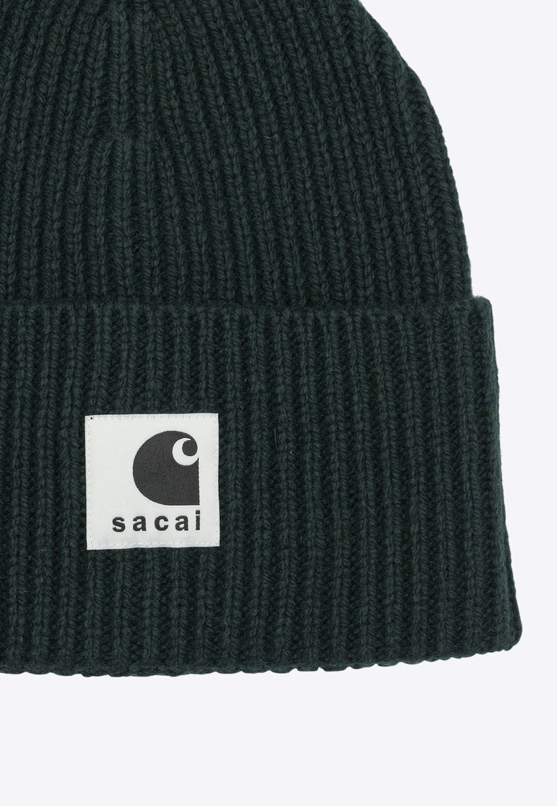 Sacai X Carhartt Wip Logo Beanie Green 25-00997S551_f0cc562c-c4eb-44b0-81fe-41d5b5b73618