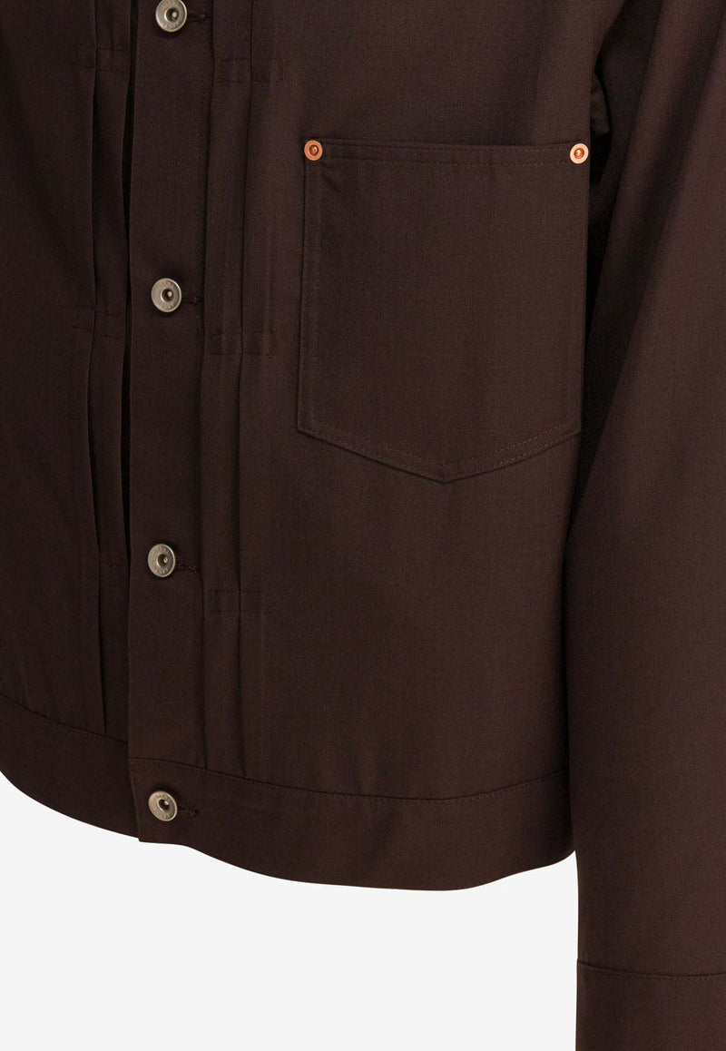 Sacai Suiting Button-Up Jacket Brown 25-03745M601_dd72a415-9e1c-4a9b-a574-50e5a3cfebe0