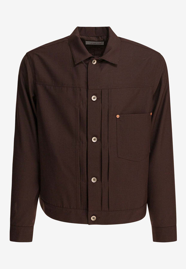 Sacai Suiting Button-Up Jacket Brown 25-03745M601_dd72a415-9e1c-4a9b-a574-50e5a3cfebe0
