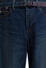 Sacai Belted Straight-Leg Jeans Blue 25-03757M401_be069202-f41e-44c7-b36a-66e2e856882e