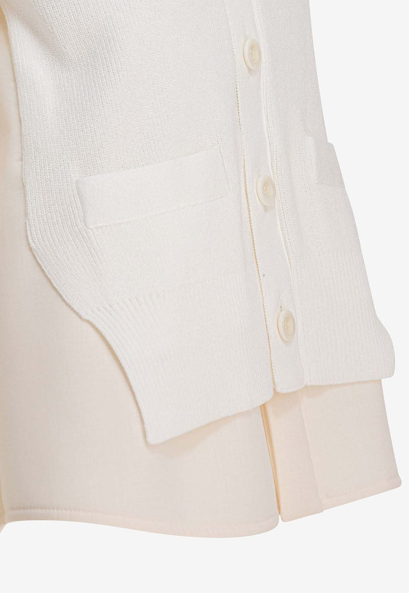 Sacai Layered V-neck Knit Top White 25-07953151_83004