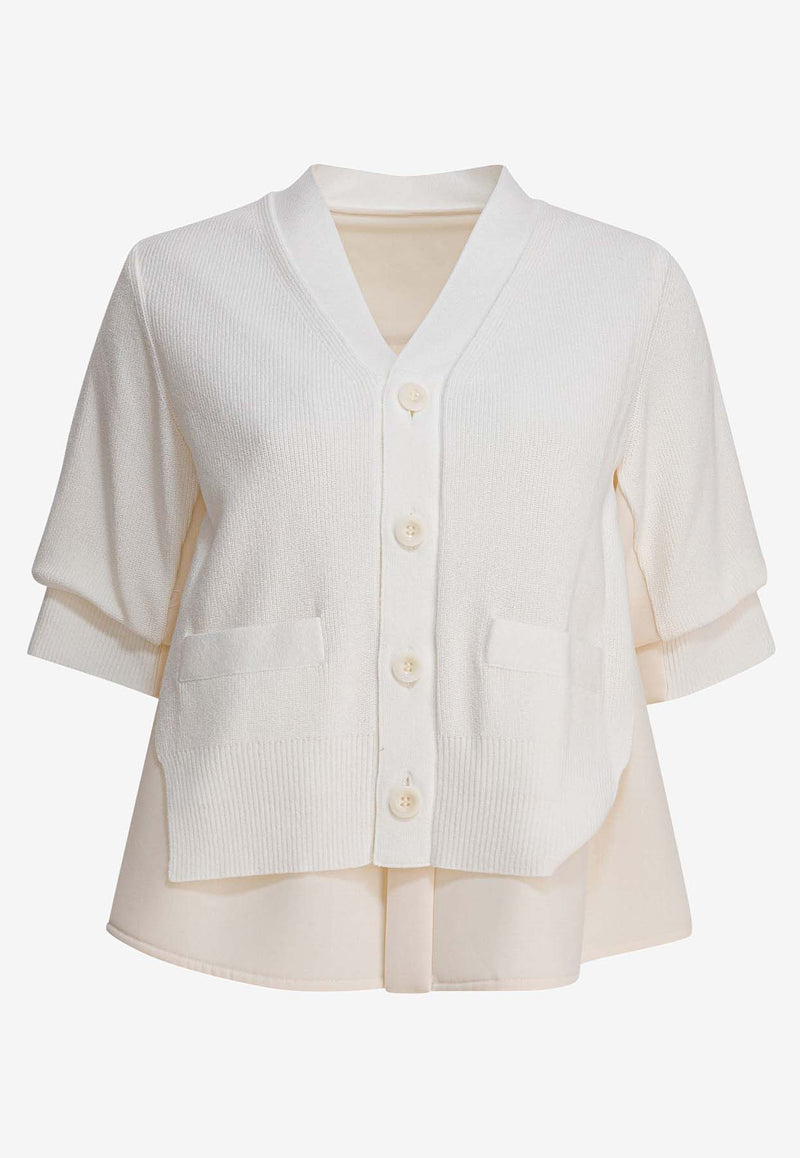 Sacai Layered V-neck Knit Top White 25-07953151_83004