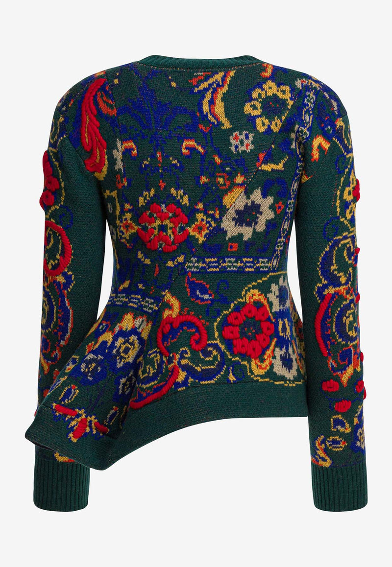 Sacai Floral Jacquard Knit Wool Sweater Multicolor 25-07984551_83010