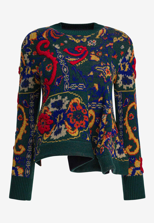 Sacai Floral Jacquard Knit Wool Sweater Multicolor 25-07984551_83010