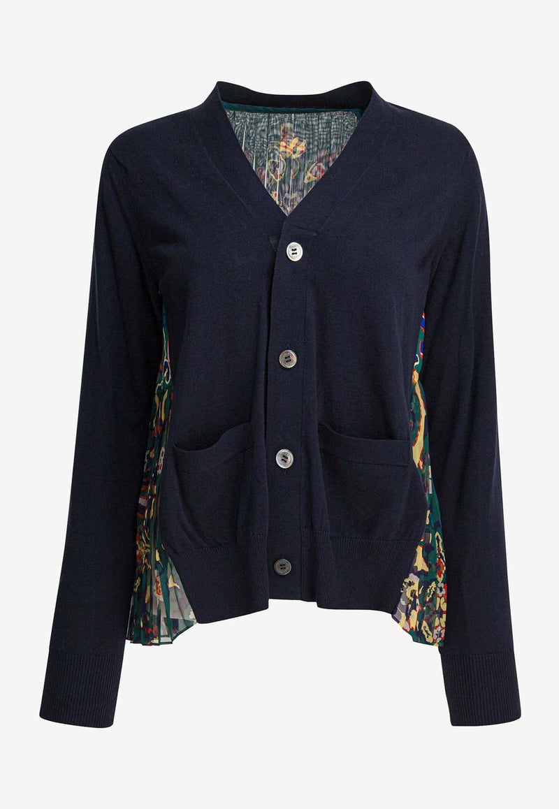 Sacai Floral Print Paneled Cardigan Blue 25-07986213_82969