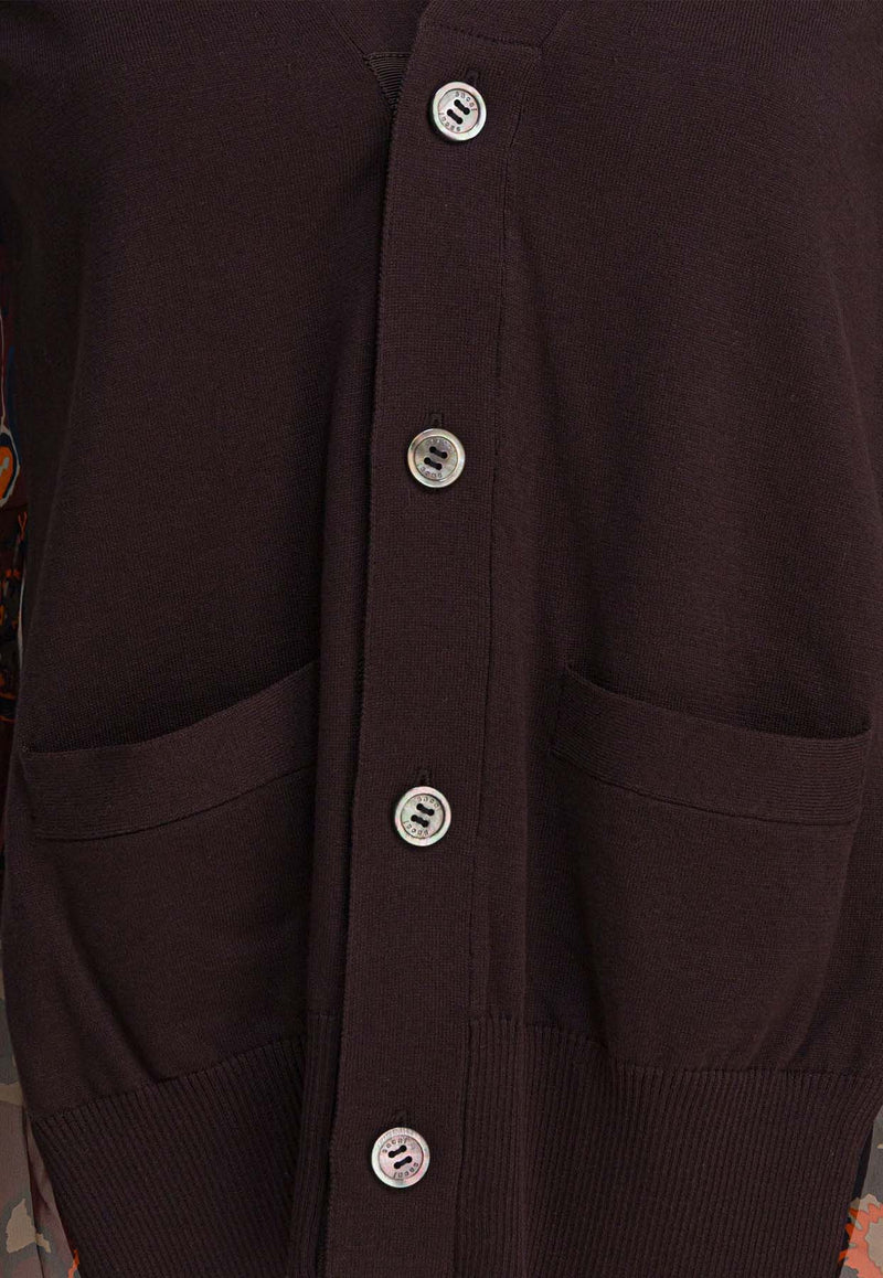 Sacai Floral Print Paneled Cardigan Brown 25-07986616_82968