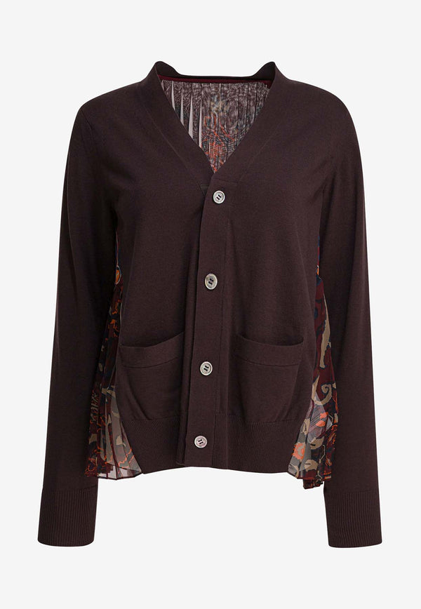 Sacai Floral Print Paneled Cardigan Brown 25-07986616_82968