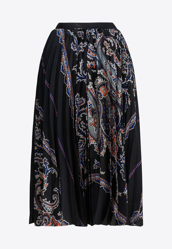 Sacai Paisley Print Pleated Midi Skirt Black 25-08139001_32936e1c-b61d-4dbe-8d41-de1e36b23c4a