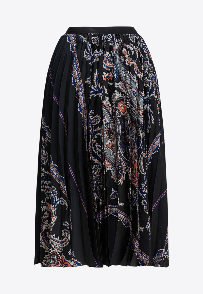 Sacai Paisley Print Pleated Midi Skirt Black 25-08139001_32936e1c-b61d-4dbe-8d41-de1e36b23c4a