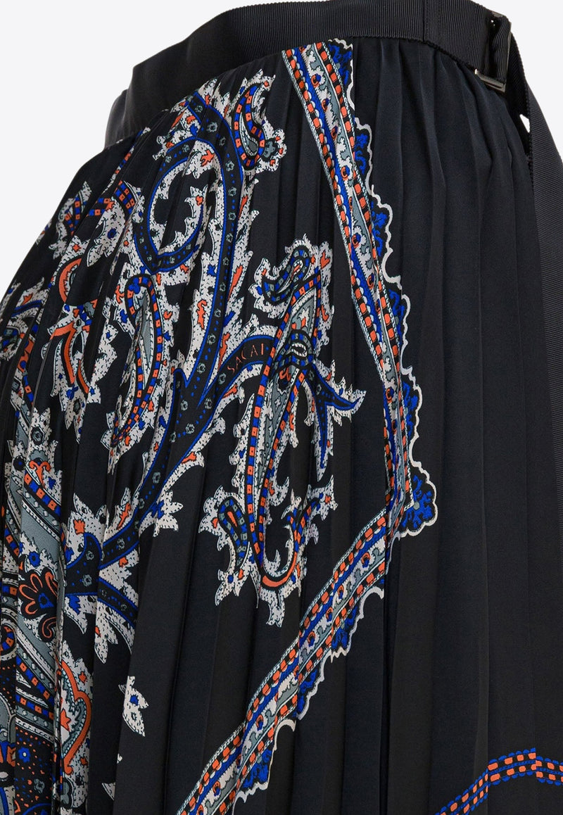 Sacai Paisley Print Pleated Midi Skirt Black 25-08139001_32936e1c-b61d-4dbe-8d41-de1e36b23c4a
