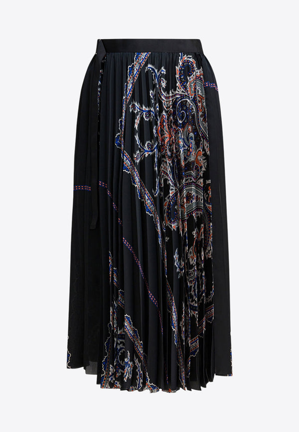 Sacai Paisley Print Pleated Midi Skirt Black 25-08139001_32936e1c-b61d-4dbe-8d41-de1e36b23c4a
