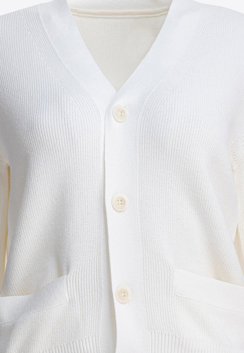 Sacai Ribbed Knit Buttoned Cardigan White 25-08159151_3b2675af-e65e-4c79-b195-e4a6ba519cb4