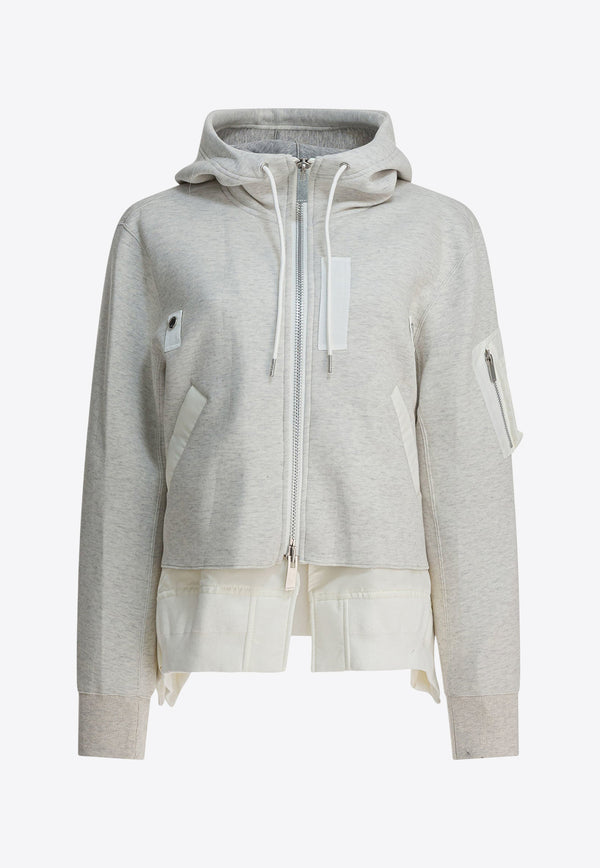 Sacai Layered Zip-Up Sweatshirt Gray 25-08171060_3663653e-3623-479c-b7fb-ccface4ff64b