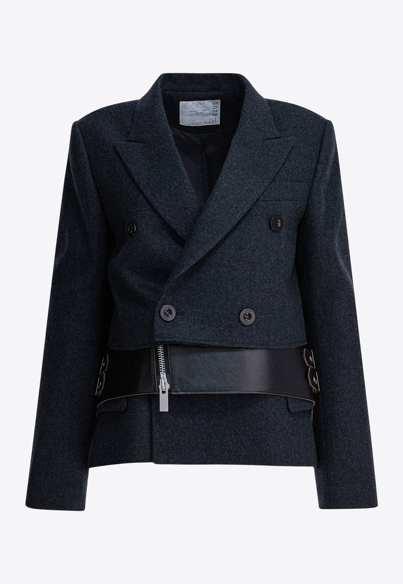 Sacai Wool Double-Breasted Coat Gray 25-08205327_2a77a800-0d37-498d-99a2-586dfd3c70f0