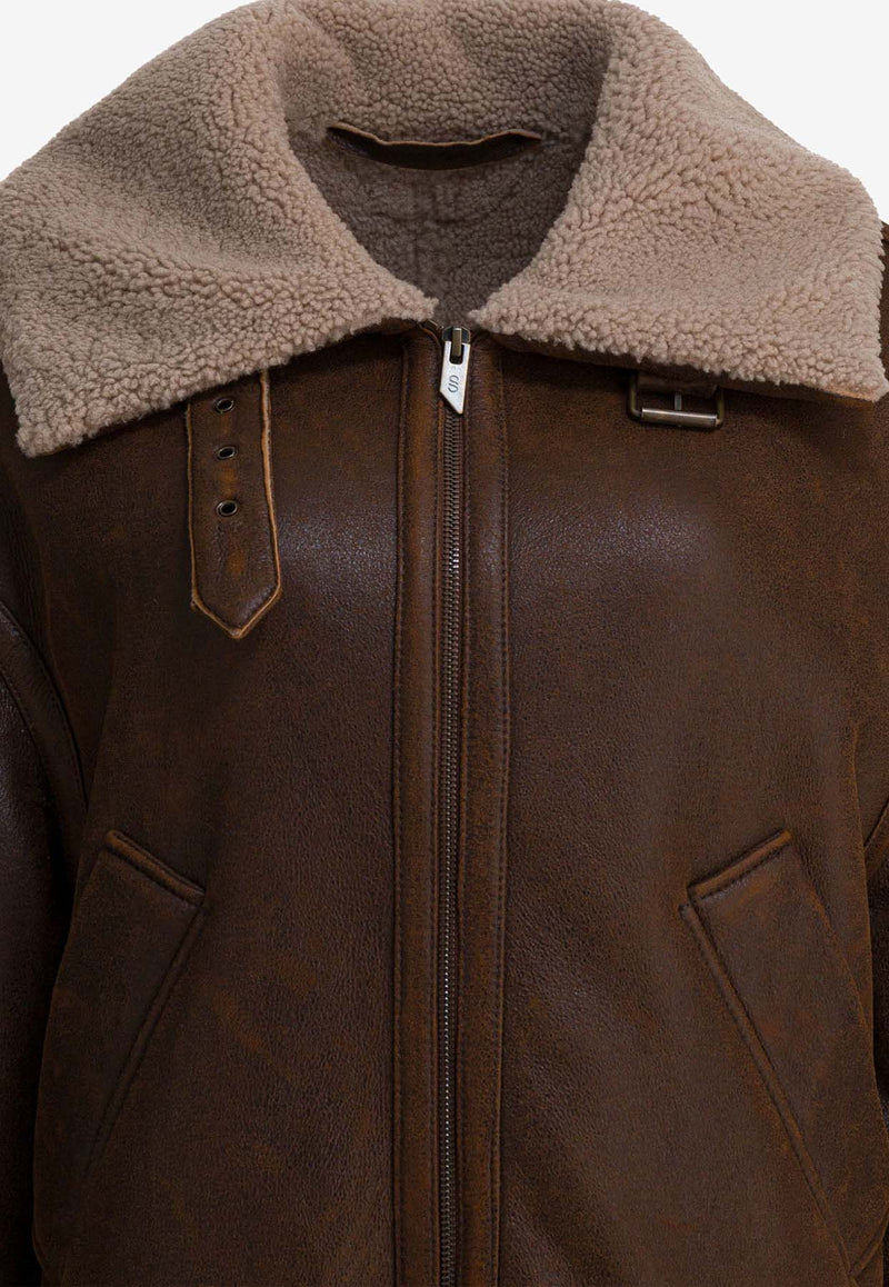 Salvatore Santoro Shearling-Trimmed Suede Jacket Brown 49055-DRUST-BEIGE_e61ce44b-5665-49c7-a95a-eab32a0f2936