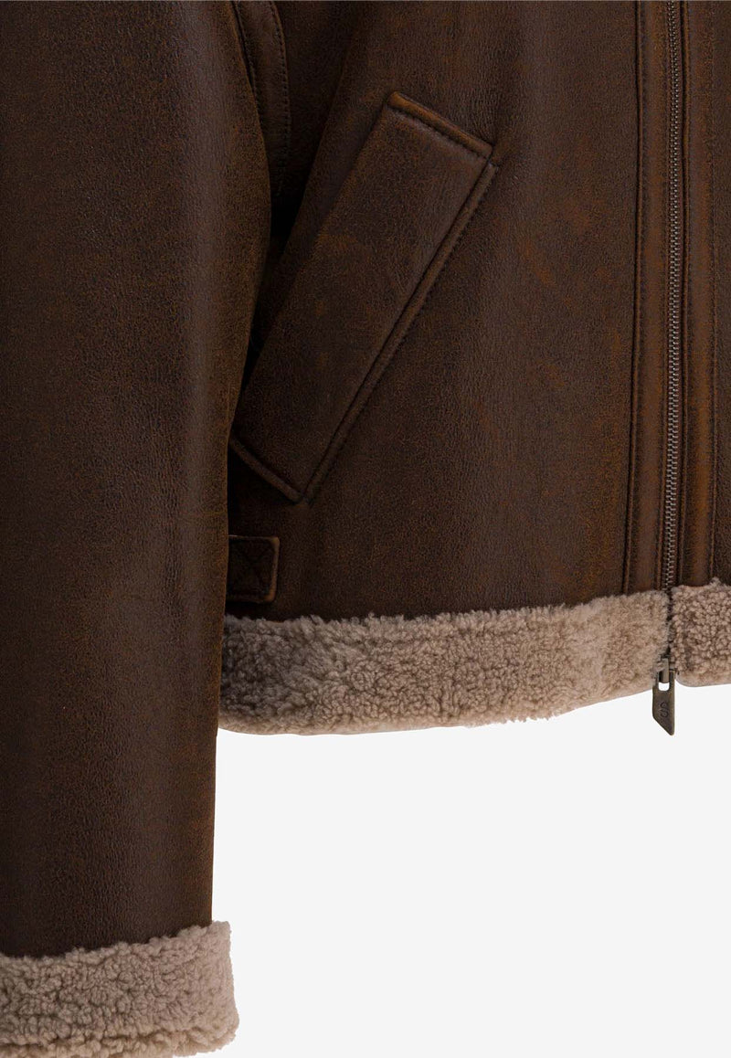 Salvatore Santoro Shearling-Trimmed Suede Jacket Brown 49055-DRUST-BEIGE_e61ce44b-5665-49c7-a95a-eab32a0f2936