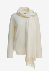 Sandbeige Wool Scarfed Sweater SBC3NT02ACWHITE_706b2fc2-381c-4711-9499-45eca5f022dc