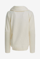 Sandbeige Wool Scarfed Sweater SBC3NT02ACWHITE_706b2fc2-381c-4711-9499-45eca5f022dc