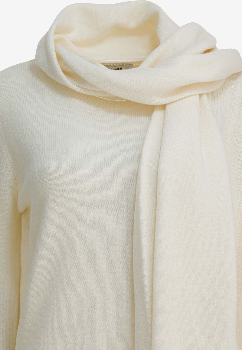 Sandbeige Wool Scarfed Sweater SBC3NT02ACWHITE_706b2fc2-381c-4711-9499-45eca5f022dc