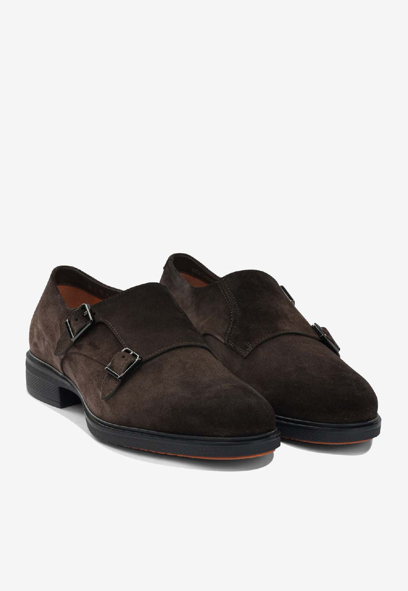 Santoni Suede Monk Strap Shoes Brown MGEO18949NEAXGEXT50T50_3aedc2fb-3b68-41ba-8632-07d5150f4423