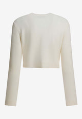 Self-Portrait Wool Cropped Cardigan  White