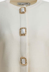 Self-Portrait Wool Cropped Cardigan  White