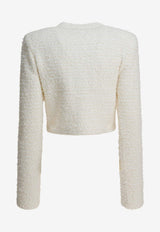 Self-Portrait Embellished Wool-Blend Cardigan Beige