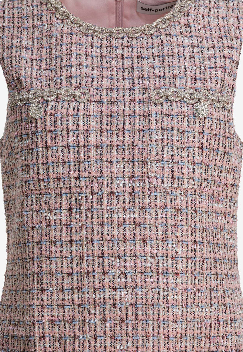Self-Portrait Mini Boucle Tweed Dress Pink AW25-098S-PPINK_28878978-dda3-449a-947f-a81f81a2e663