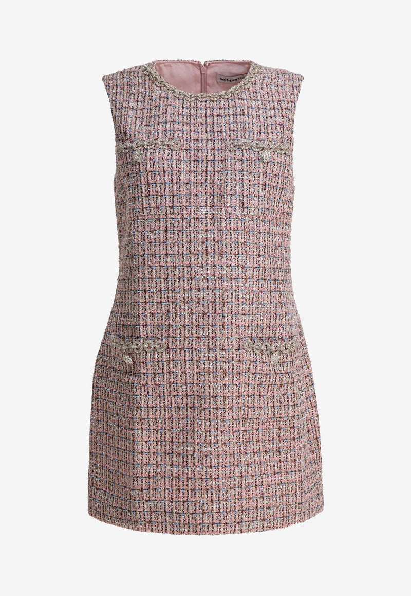 Self-Portrait Mini Boucle Tweed Dress Pink AW25-098S-PPINK_28878978-dda3-449a-947f-a81f81a2e663