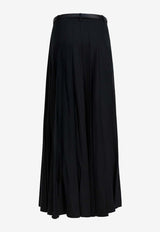 Self-Portrait Long Pleated Skirt  Black