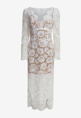Self-Portrait Floral Lace V-neck Midi Dress White AW25-202M-WWHITE_72a8a206-a291-4176-b9fe-dd9d6fa531e6