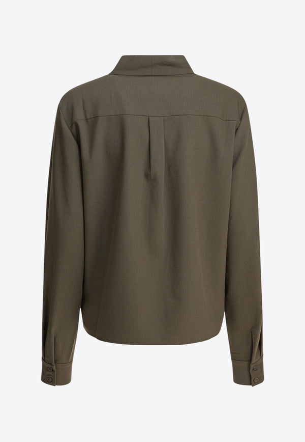 Self-Portrait Tied Buttoned Blouse Green PF25-016T-GGREEN_82829