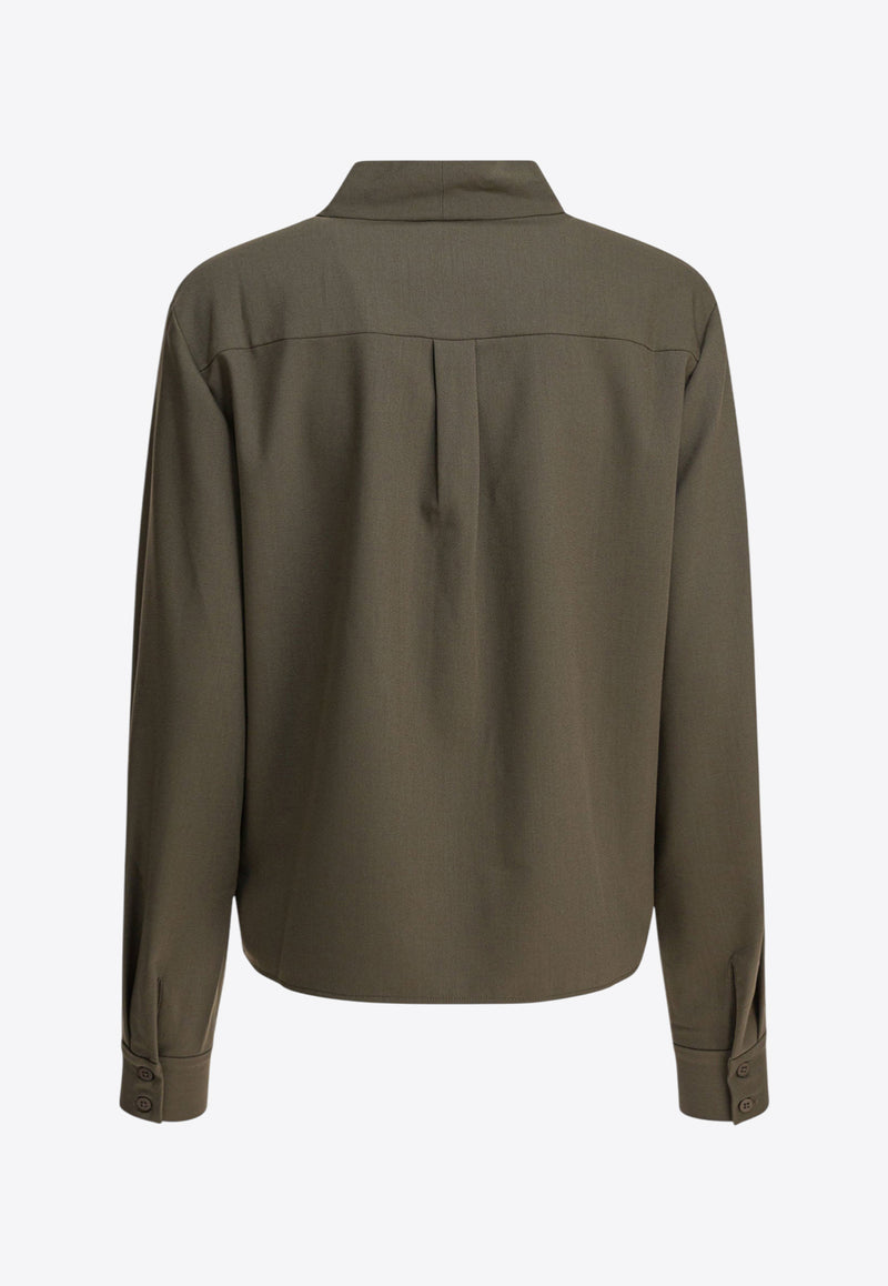 Self-Portrait Tied Buttoned Blouse Green PF25-016T-GGREEN_82829