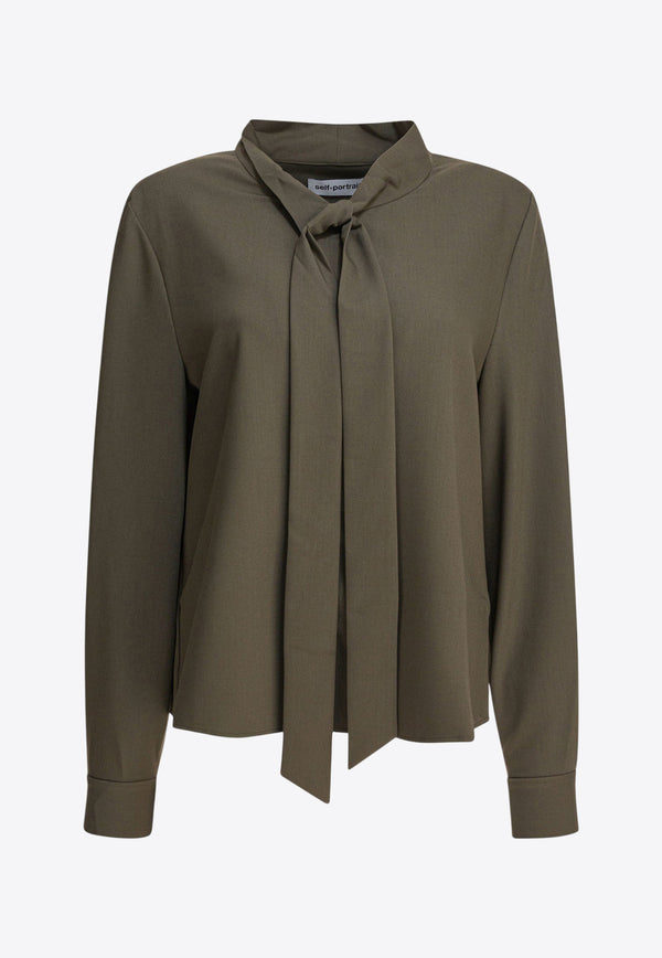 Self-Portrait Tied Buttoned Blouse Green PF25-016T-GGREEN_82829