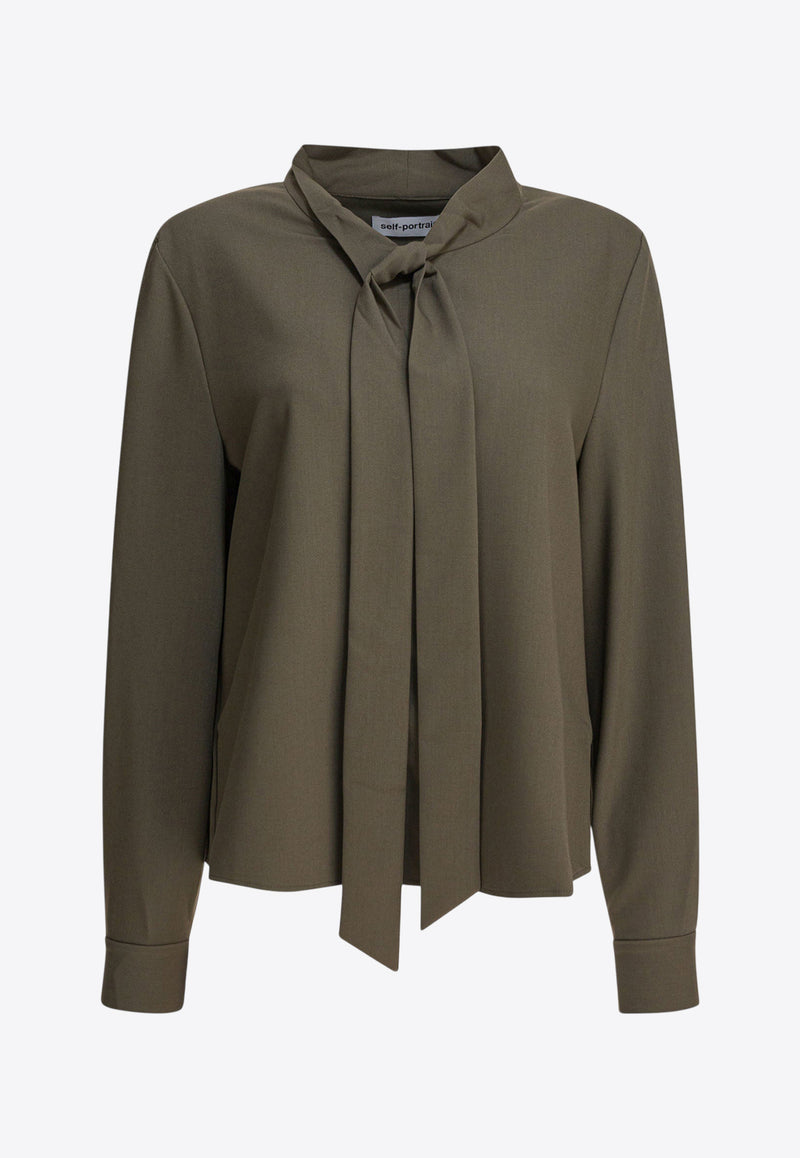 Self-Portrait Tied Buttoned Blouse Green PF25-016T-GGREEN_82829