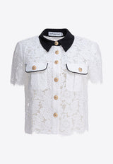 Self-Portrait Floral Lace Cropped Top White PF25-020T-WWHITE_82693