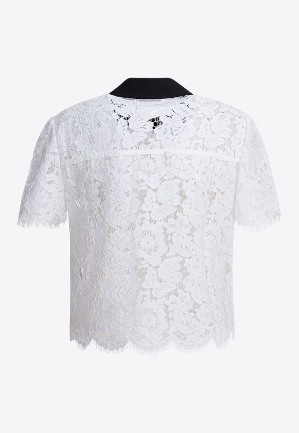 Self-Portrait Floral Lace Cropped Top White PF25-020T-WWHITE_82693