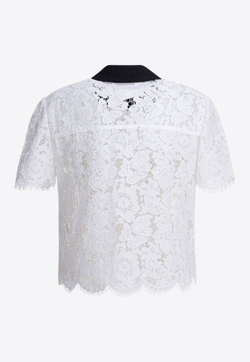 Self-Portrait Floral Lace Cropped Top White PF25-020T-WWHITE_82693